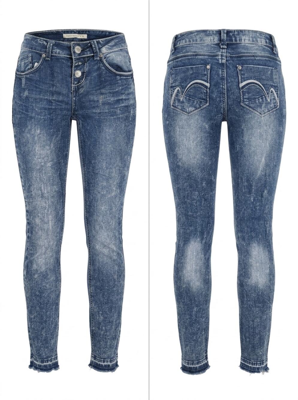 Hippie Laundry Acid Wash Button Fly Raw Hem Skinny Jeans Women Size 26